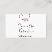 Queen of the kitchen chef cooking add name crown visitenkarte (Rückseite)