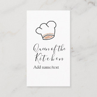 Queen of the kitchen chef cooking add name crown visitenkarte