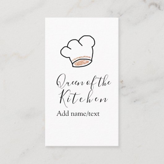 Queen of the kitchen chef cooking add name crown visitenkarte (Vorderseite)