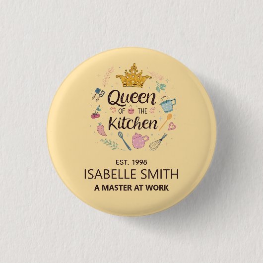 Queen of the Kitchen Custom Name Design Button (Vorderseite)