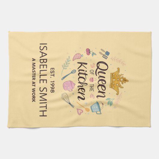 Queen of the Kitchen Custom Name Design Geschirrtuch (Horizontal)