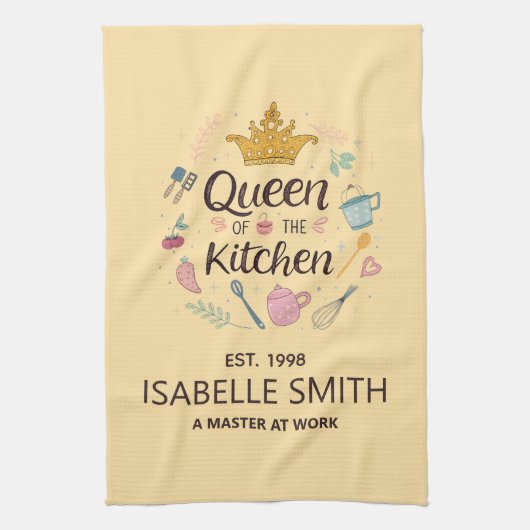 Queen of the Kitchen Custom Name Design Geschirrtuch (Vertikal)