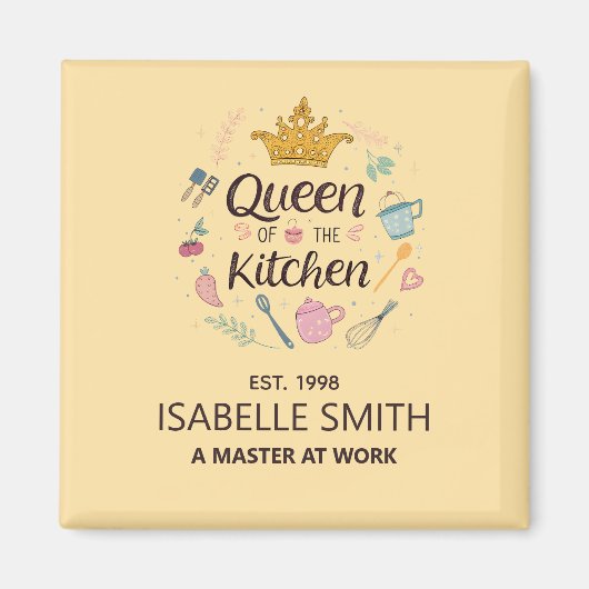 Queen of the Kitchen Custom Name Design Magnet (Vorne)