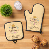 Queen of the Kitchen Custom Name Design Ofenhandschuh & Topflappen-Set (Oben Unten)