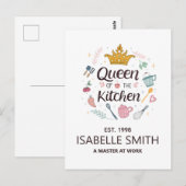 Queen of the Kitchen Custom Name Design Postkarte (Vorne/Hinten)