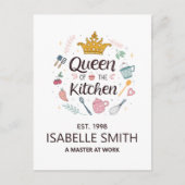 Queen of the Kitchen Custom Name Design Postkarte (Vorderseite)