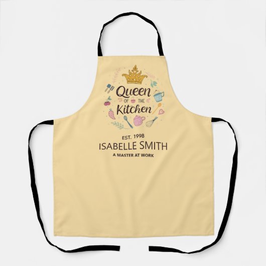 Queen of the Kitchen Custom Name Design Schürze (Vorderseite)