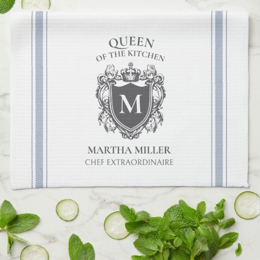 Queen of the Kitchen Customized Name Monogram Geschirrtuch (Gefaltet)