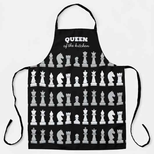 Queen of the Kitchen Schach Schwarz-weißes Muster Schürze (Vorderseite)