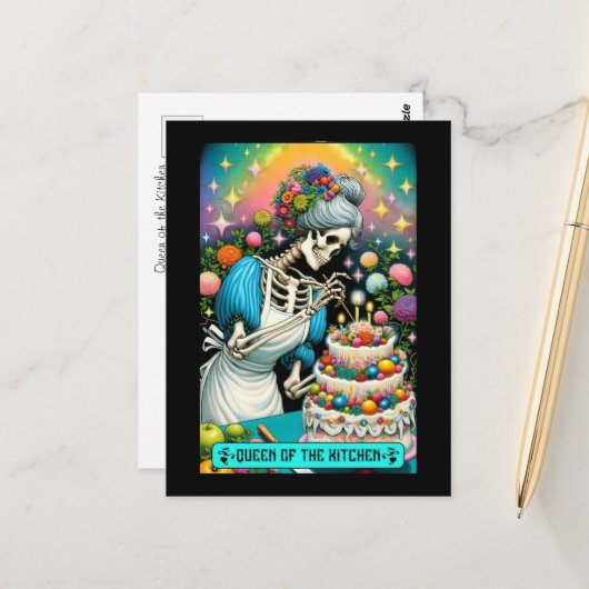 Queen of the Kitchen Tarot Card Postcard Postkarte (Vorderseite/Rückseite Beispiel)