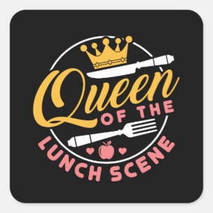 Queen of the Lunch Scene Niedlich Lunch Lady Quadratischer Aufkleber