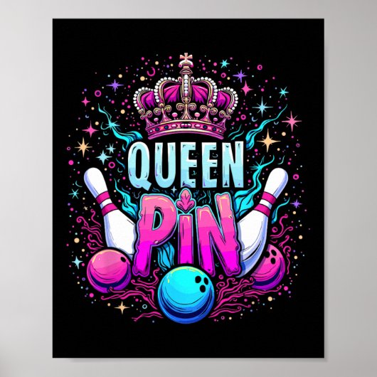 Queen Pin Hemd Bowler Bowling Liga Für Bowling Poster (Vorne)