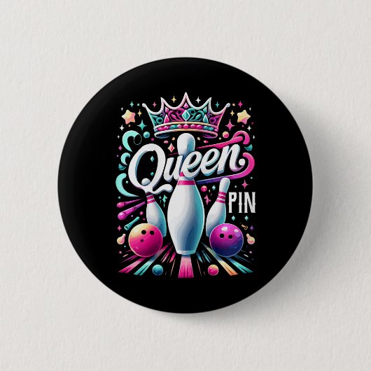 Queen Pin Shirt Bowler Bowling League For Bowling Button (Vorderseite)