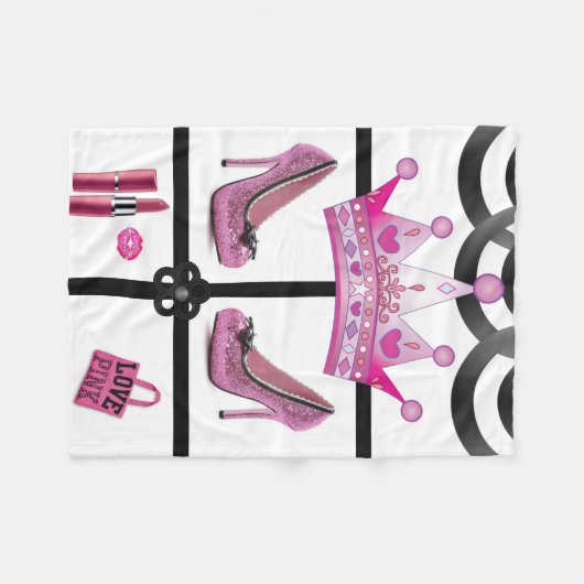 Queen pink weiße Fleecedecke (Vorderseite (Horizontal))