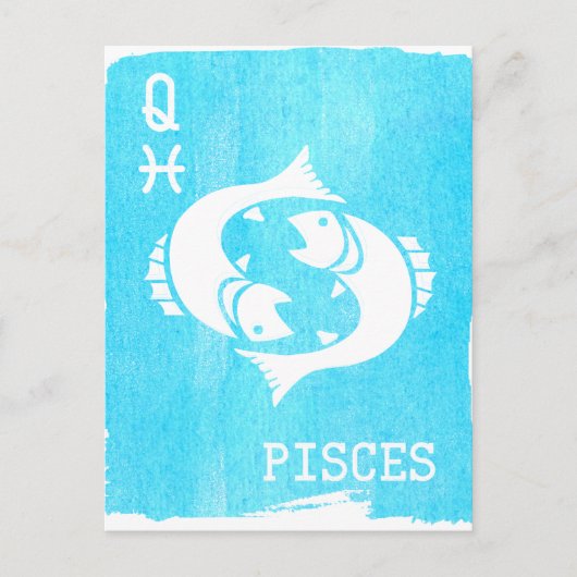 Queen Pisces Horoscope Star Sign Zodiac Birthday Postkarte (Vorderseite)