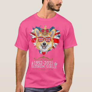 Queen Platinum-Jubiläum-Corgi mit Krone Hund Herz  T-Shirt