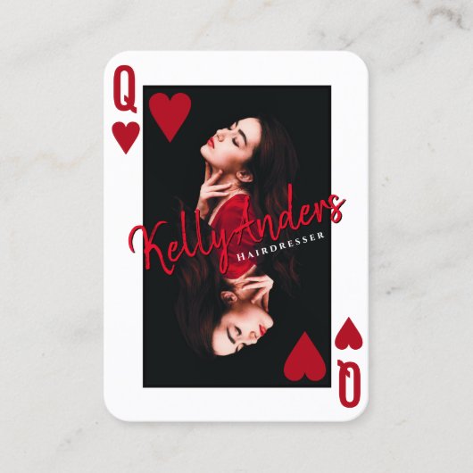 Queen Playing Feminine Foto Friseur Visitenkarte (Vorderseite)