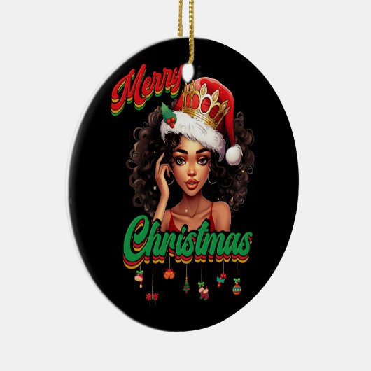 Queen Santa Claus American African Christmas Women Keramik Ornament (Rechts)