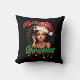 Queen Santa Claus American African Christmas Women Kissen
