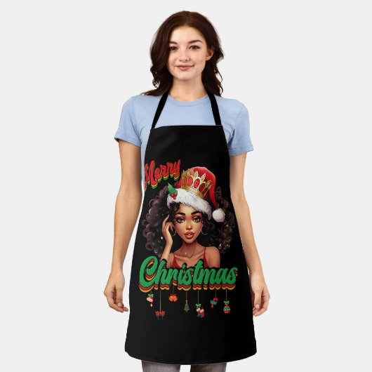 Queen Santa Claus American African Christmas Women Schürze (Getragen)