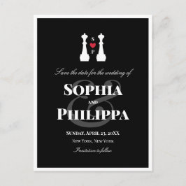 Queen Schach Stücke Lesben Hochzeit retten Datum Ankündigungspostkarte