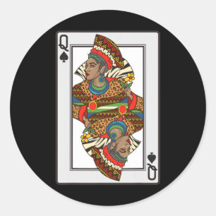 Queen Spades African American Card Halloween-Gesch Runder Aufkleber