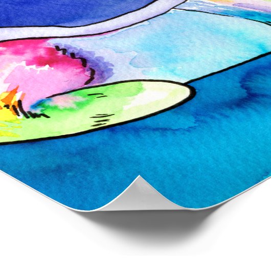 Queen Splooty Rainbow Corgi Poster (Ecke)