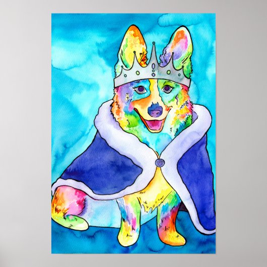 Queen Splooty Rainbow Corgi Poster (Vorne)