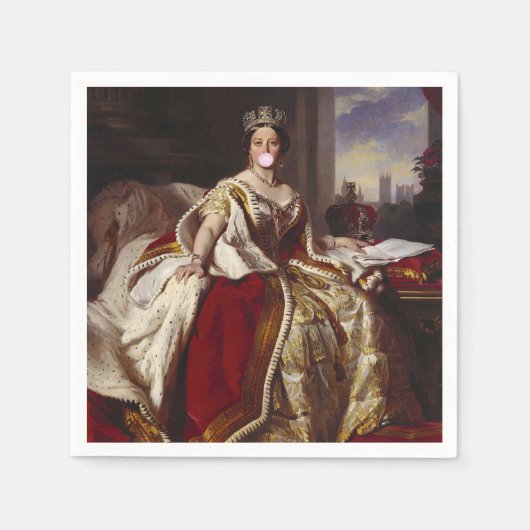 QUEEN VICTORIA BLUTET EIN PINKBUBBEL GUM SERVIETTE (Vorderseite)