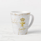 QUEEN WEIN Weißer Marmor Latte Tasse (Rechte Ecke)