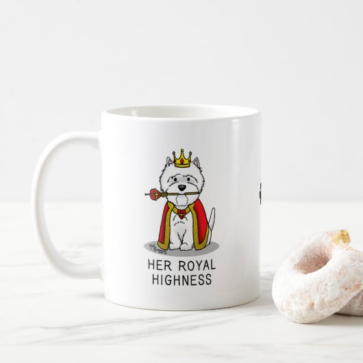 Queen Westie Dog West Highland White Terrier Kaffeetasse (Mit Donut)