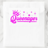 Queenager mit rosa Krone und Sternen T - Shirt Rechteckiger Aufkleber (Tasche)