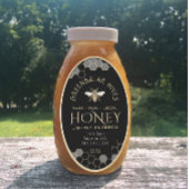 Queenline Honey Label 16/32oz Honeycomb Bee Black Ovaler Aufkleber
