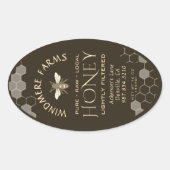Queenline Honey Label 16/32oz Honeycomb Bee Earth Ovaler Aufkleber (Vorderseite)