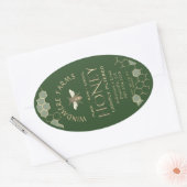 Queenline Honey Label 16/32oz Honeycomb Bee Green Ovaler Aufkleber (Umschlag)