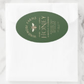 Queenline Honey Label 16/32oz Honeycomb Bee Green Ovaler Aufkleber (Tasche)