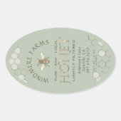 Queenline Honey Label 16/32oz Honeycomb Bee Sage Ovaler Aufkleber (Vorderseite)