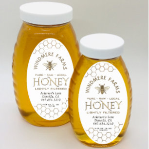 Queenline Honey Label 16/32oz Honeycomb Bee White Ovaler Aufkleber