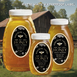 Queenline Honig 8/16/32oz Honigwabe Biene Vinyl Aufkleber