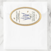 Queenline Oval Honey Gold Border mit Bienen Blume Ovaler Aufkleber (Tasche)