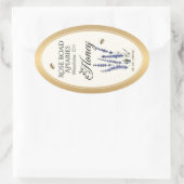 Queenline Oval Honey Gold Border mit Bienen Blume Ovaler Aufkleber (Tasche)