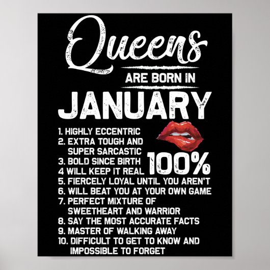 Queens Are Born in January Birthday Gifts Poster (Vorne)