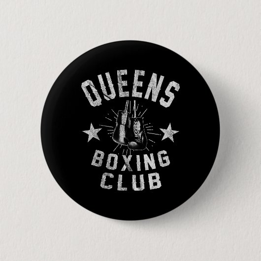 Queens Boxing Club - Vintager beängstigender Boxer Button (Vorderseite)