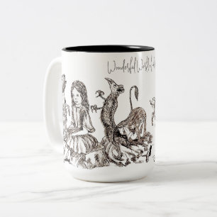 Queen's Croquet Flamingo   Vintage Alice Kunst Zweifarbige Tasse