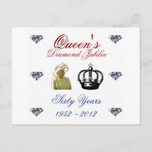 Queens Diamond Jubilee 1952-2012 60 Jahre Postkarte (Vorderseite)