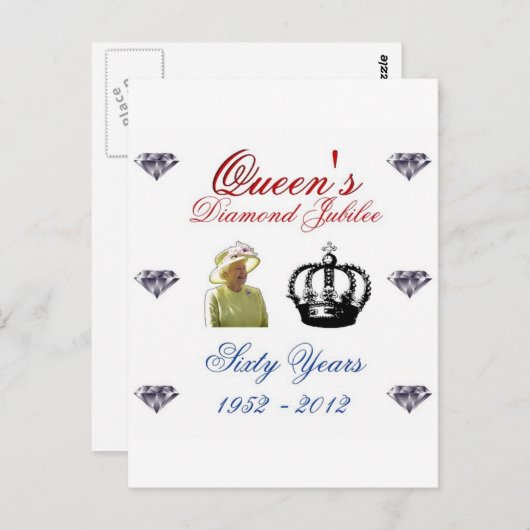Queens Diamond Jubilee 1952-2012 60 Jahre Postkarte (Vorne/Hinten)