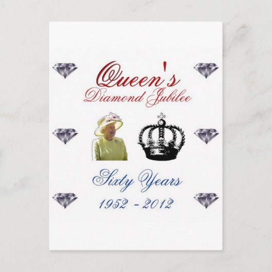 Queens Diamond Jubilee 1952-2012 60 Jahre Postkarte (Vorderseite)