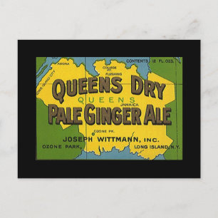 Queens Dry Ginger Ale Vintag NY Stadtplan Postkarte