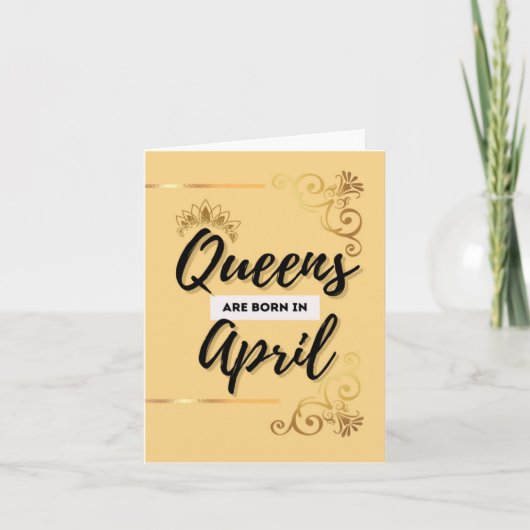 Queens Geboren im April Happy Birthday Card Karte (Vorderseite)