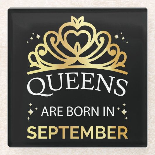 Queens ist im September Geboren I Glasuntersetzer (Vorderseite)